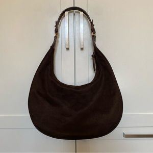 Banana Republic Brown Suede Hobo Half Moon Shoulder Bag